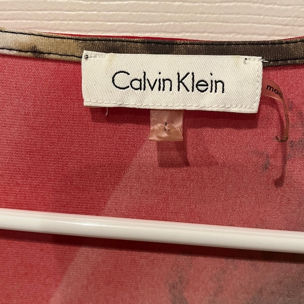 Calvin Klein Red and Brown Leopard Print Blouse - Picture 5 of 5